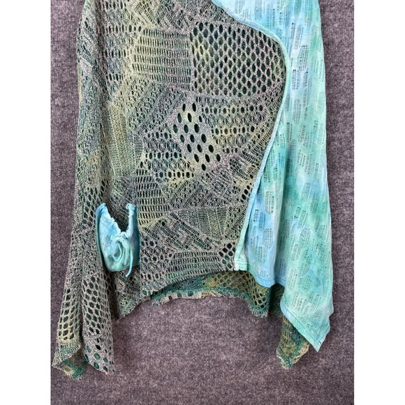 Lily by Firatoglu Tunic Tank Women XL Green Blue Excellent Crochet Sharkbite Hem - Picture 3 of 12